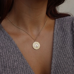 Zodiac Medallion Necklace, Astrology Jewelry for Her, Gold Coin Necklace, Zodiac Jewelry, Christmas Gift, Statement Necklace, Spiritual Gift