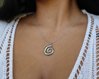 Gold Plated Spiral Charm Necklace, Layering Jewelry