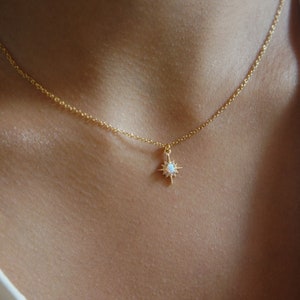 Tiny Opal Necklace Dainty Jewelry Minimalist Elegant Necklace Gold Charm Necklace Necklace Gift for Her Bestfriend Gift Celestial Jewelry
