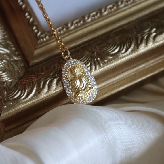 Buddha Necklace - Buddha Pendant Jewelry - Religious Talisman - Buddhism Necklace - Religious Jewelry - Gift for Her - 18K Gold Necklace