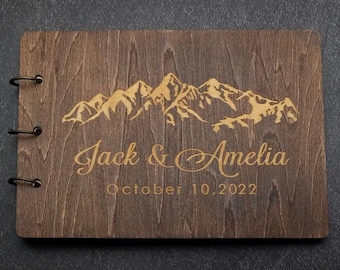 Personalized Wood Wedding Guest Book, Wood Custom Engraved Guest Book, Wedding Album Gift, Hardcover Album