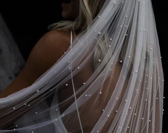 Voile de mariage élégant deux couches avec perles - Beauté nuptiale intemporelle | Voile de mariage blanc/ivoire | Voile de mariage une couche | Voile de perles