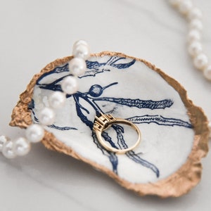 Blue Decoupage Oyster Ring Dishes
