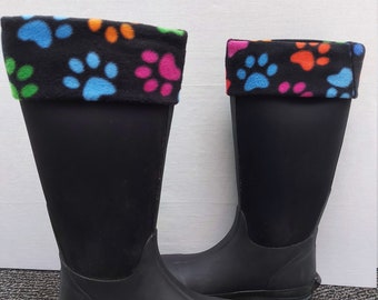 Handmade Wellington/Wellie Boot Polar Fleece Sock Liners with Cuff for Adults