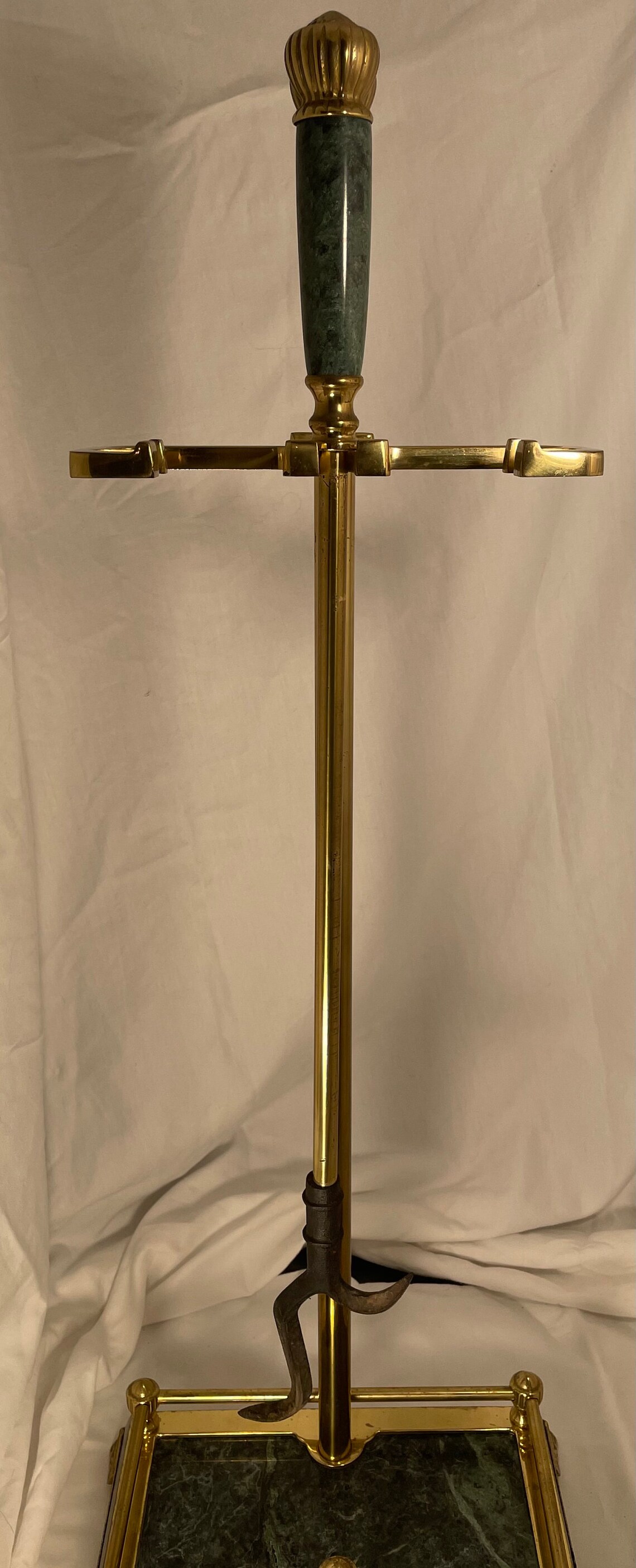 Vintage Green Marble and Brass 4 Piece Fireplace Tool Set With Etsy