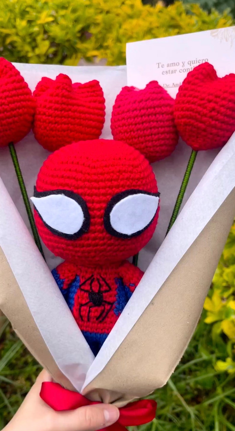 Spiderman Crochet Bouquet Etsy