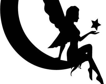 Moon Fairy Silouette SVG and PNG files
