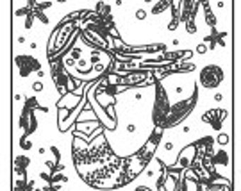 40-page Mermaid printable colouring book