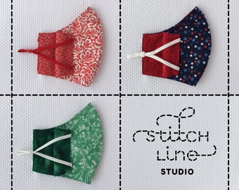 Adult, Fog Resistant, Reversible, Face mask, 100% cotton, 2 Layer, Nose wire, Adjustable ear straps