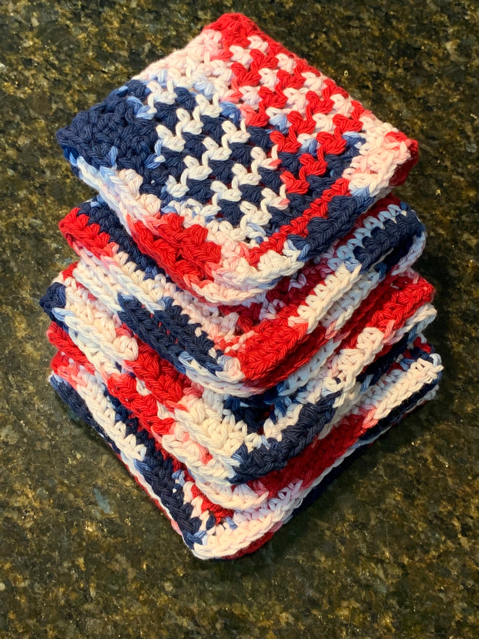 Dishcloth Crocheted of 100 Cotton yarn. Set of 4. Etsy