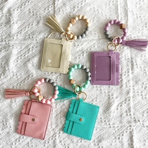 Wristlet Wallet Bracelet Keychain/Bangle Wallet Keychain/ID Wristlet/Card Holder/Bangle Key Ring for Women/Gift for Moms, Daughter,Birthday