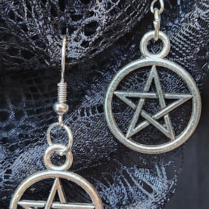 Silver Pentagram Earrings | Moon Goddess | magical mystical | unique gift | Hekate Hecate | witch wiccan pagan | Salem witch jewelry