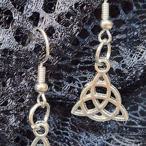 Silver Triquetra Earrings | Moon Goddess | magical mystical | unique gift | Hekate Hecate | witch wiccan pagan | Salem witch jewelry