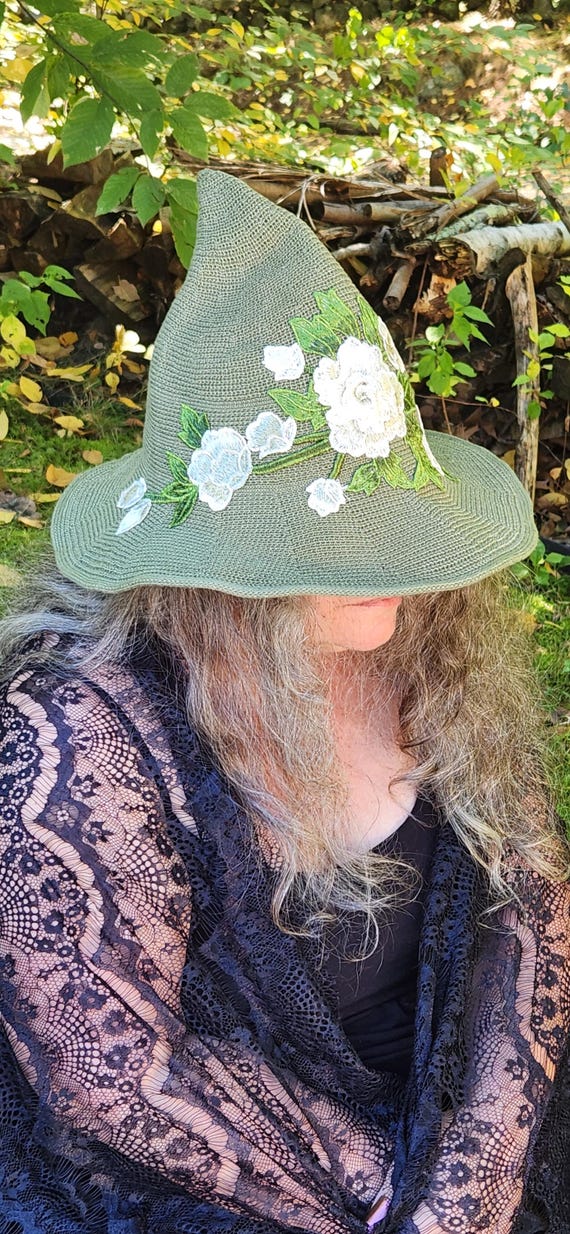Embroidered Floral Witch Hat | Purple Sage Hat | Sexy Witch  display picture 1