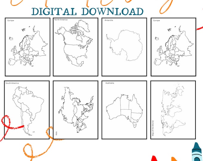 14 Coloring World Maps for Kids Printables Educational Homeschool ...