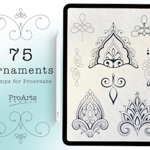 Ornament, Pattern Procreate Brush set - Stamp Brushes, Filigree Brushes, Pattern Brush Stamps, Nature Brushes, Ornament Brushes, Ipad.
