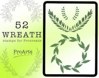 Procreate Stamp Wreath Stamp Set for Procreate Brushes Stamp IPad Drawing Wreath Stamp Procreate Wreath Bundle, IPad pro