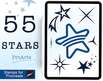 55 Procreate Stars Stamp Brush Set * Stamps Doodle Cute Star Stamps * Digital Stars * Glitter Brush *  Star Doodle Brush-set
