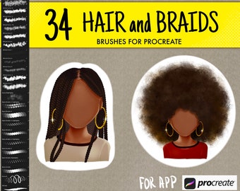 Procreate Braids, Twists, Locs Brushes, Realistic Braid Brush, Procreate Hair Brush, Cartoon Digital Illustration, Fashion