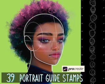Procreate Portrait Guide Stamps | Procreate portrait brushes | Procreate brushes | Procreate stamps | Procreate head stamp | Procreate guide