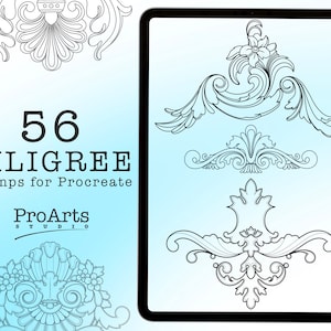 Filigree Procreate Brushset - Stamp Brushes, Filigree Brushes, Filigree Brush Stamps, Nature Brushes, Filigree Brushes, iPad, iPad Pro.