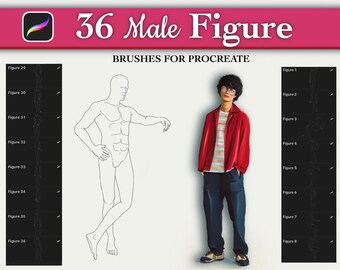 Procreate Figure Guide Stamps | Model Form Stamps Set | Human Form Drawing Guide Procreate Stamps | Commercial Use l Fashion Model Stamp