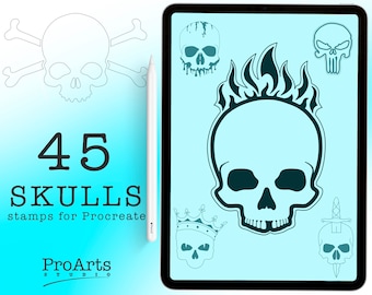 Skull Brush Stamp Set For ProCreate! Tattoo linework designs.