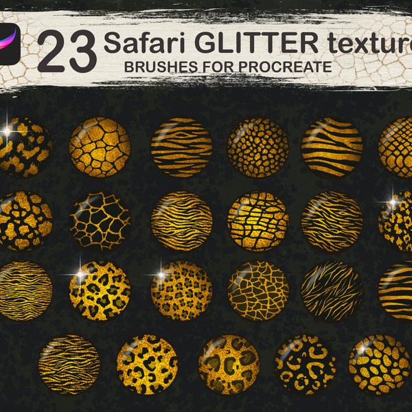 Safari Glitter Brush Texture For Procreate, Safari Brush, Zebra Brushes, Giraffe Glitter, Leopard Texture, Instant Download, Furry Texture