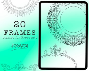 Frames Filigree Procreate Brushset - Stamp Brushes, Frames Brushes, frames Filigree Brush Stamps, Nature Brushes, Ipad, lpad pro.