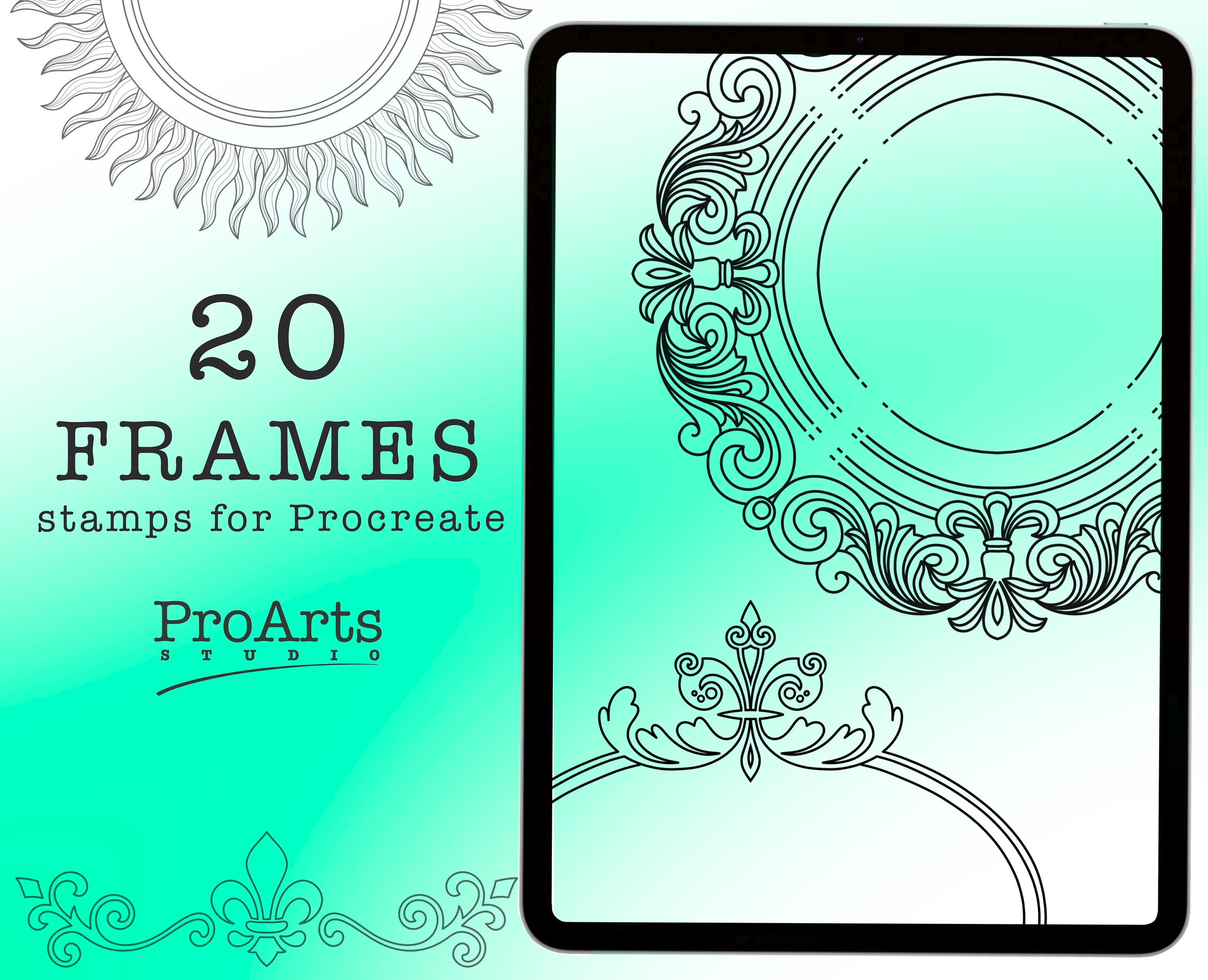Frames Filigree Procreate Brushset Stamp Brushes Frames Etsy