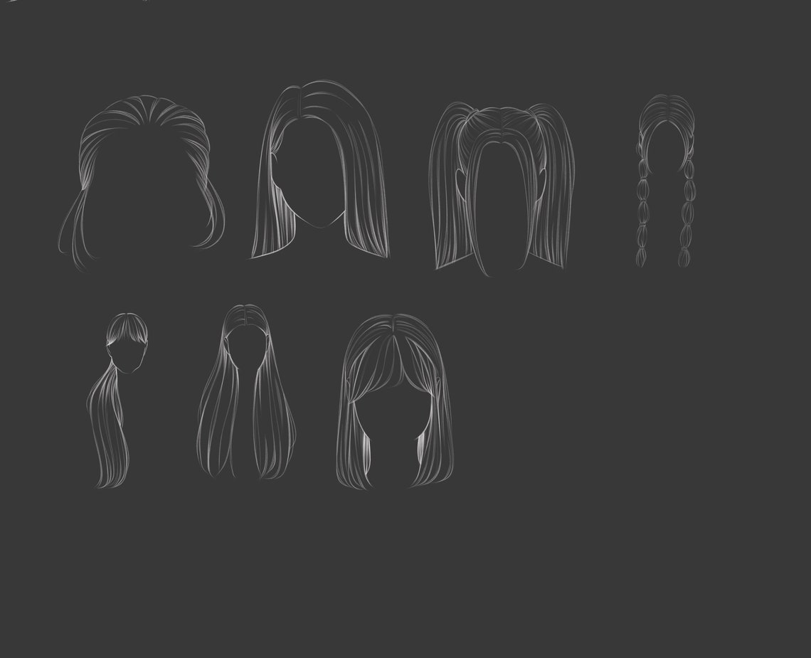 Hair Stamps Brushes Procreate, Procreate Hair Brushes, Curly Hair