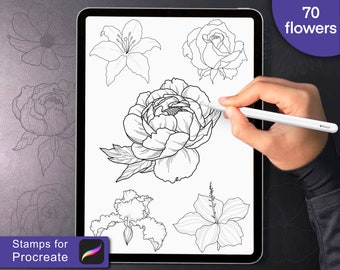 Floral Pack Set, Flowers Stamps, Flowers Tattoo, Brushes,New Procreate Brushes, Flowers Stamps Graphic, IPad, IPad Pro.