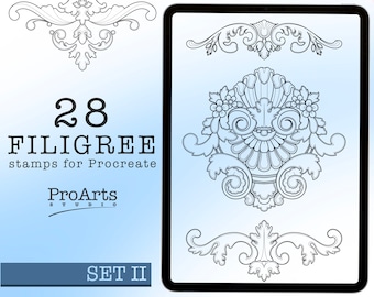 Filigree Procreate Brushset - Stamp Brushes, Filigree Brushes, Filigree Brush Stamps, Nature Brushes, Filigree Brushes, Ipad, Set 2.