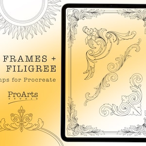 Frames & Filigrees Tattoo set, Brushes for Procreate, stamps, tattoo stencil, brushset, tattoo design, iPad, iPad Pro.