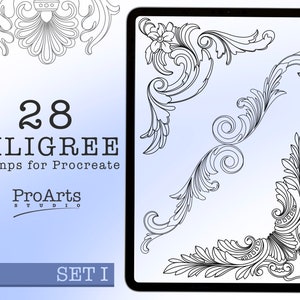 Filigree Procreate Brushset - Stamp Brushes, Filigree Brushes, Filigree Brush Stamps, Nature Brushes, Filigree Brushes, Ipad, Set 1.