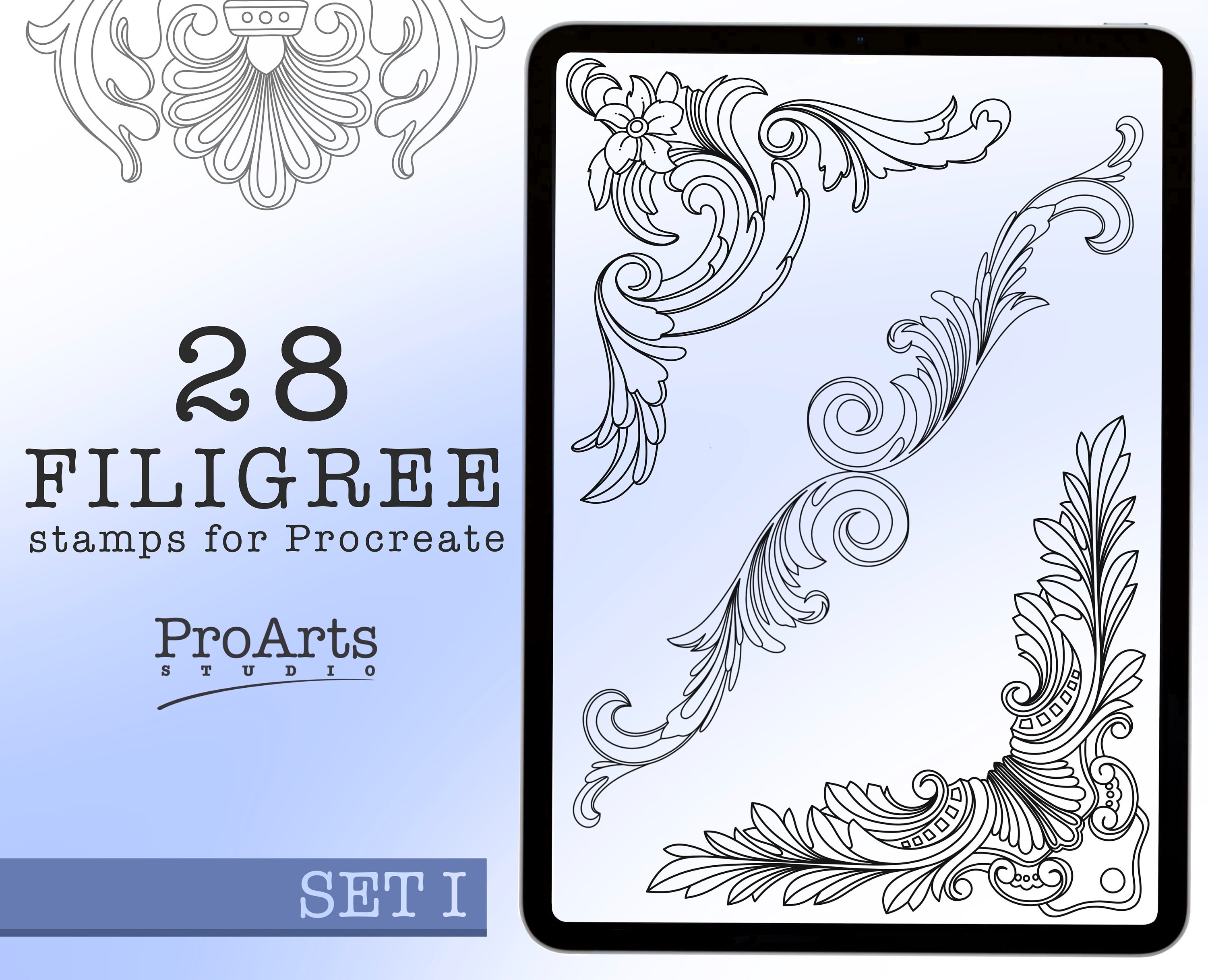 Filigree Procreate Brushset Stamp Brushes Filigree Brushes Etsy