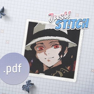 Anime guy embroidery cross stitch pattern pdf | DIY anime gift