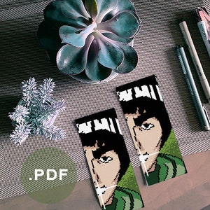 Anime cross stitch bookmark | Small embroidery PDF pattern for beginners | Handmade gift for anime fan