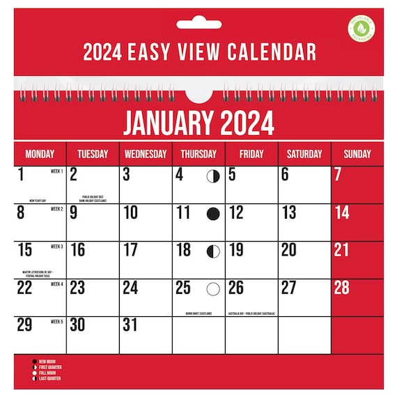 Calendrier mural 2024 bureau à domicile facile/grand/mince/mémo/3 mois à  voir/calendrier de bureau/planificateur hebdomadaire à cinq colonnes -   Canada
