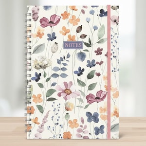 Floral A4 Wiro Notebook Lined Twin wire Notepad Hardback Cover School 80 Gsm