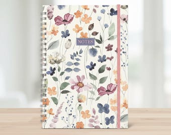 Floral A4 Wiro Notebook Lined Twin wire Notepad Hardback Cover School 80 Gsm