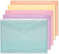 A4 Assorted Pastel Colour Document Stud Wallets Plastic Carry Popper Folder Paper Wallet