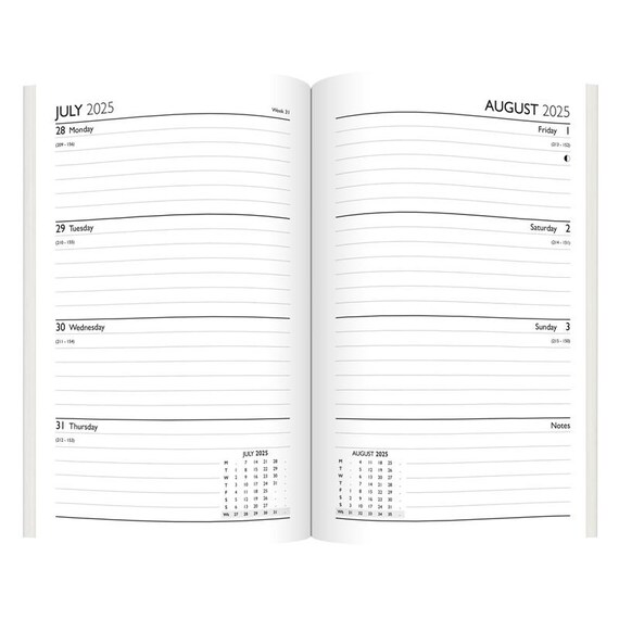 2025-2026 A5 Academic Diary Day A Page Hardback Student Teacher Planner Mid Year | UK