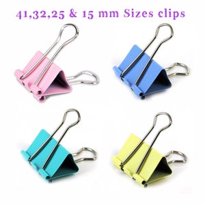 Pack of 10 Bulldog Foldback 51,41 32,25. 15mm Size Metal Binder Grip Clips Assorted Colour