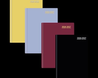 2026-2027 Bright Academic Hardback A5 Day  A Page  Diary Mid Year School teacher, Planner Year Organizer Lined Dairies