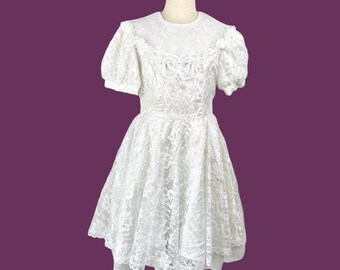 Vintage Gunne Sax Style Child's Dress With Polkadots + Lace, Size