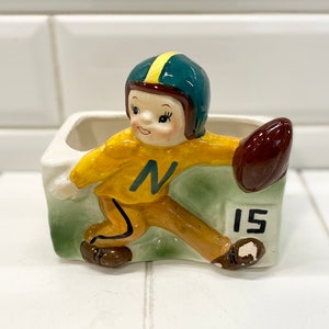 Vintage Japan Samson Imports Green Bay Packer Football Player Planter, Made in Japan, Vintage Kitschy Planter, Succulent Planter, P-124