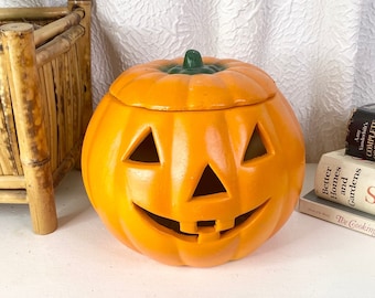 Vintage Large Ceramic Pumpkin Bowl with Lid, Trick or Treat Bowl, Vintage Pumpkin Bowl, Vintage Halloween, Retro Halloween, Halloween Decor