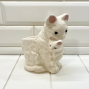 Vintage Ceramic Cat Planter, Succulent Planter, White Persian Cat, Herb Planter, Cat Lover Gift, Vintage Cat Planter, Gift for Her