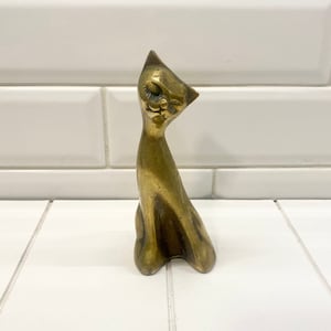 Vintage Solid Brass Mid Century Modern Long Neck Siamese Cat, Vintage Cat Decor, Vintage Brass Decor, Mid Century Modern, Cat Lover Gift